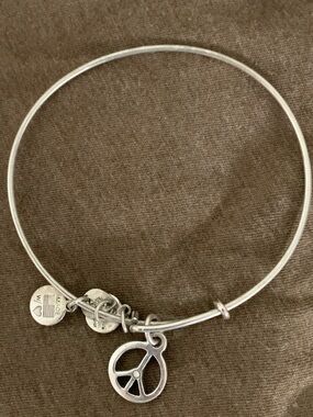 Alex and Ani Silver Peace Sign Charm Bangle Bracelet